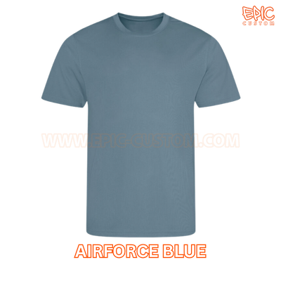 Custom printed sports t-shirt colour airforce blue