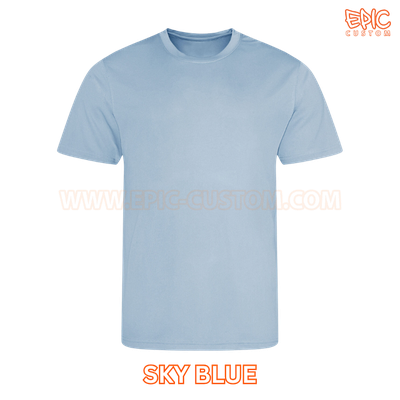 Custom printed youth sports t-shirt colour sky blue