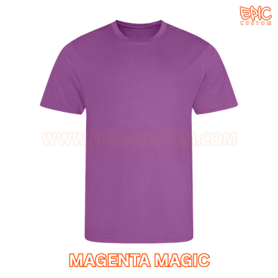 Custom printed youth sports t-shirt colour magenta magic