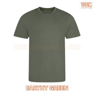 Custom printed youth sports t-shirt colour earthy green