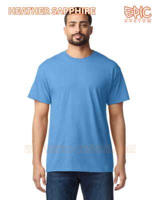 Custom printed premium cotton t-shirt colour heather sapphire