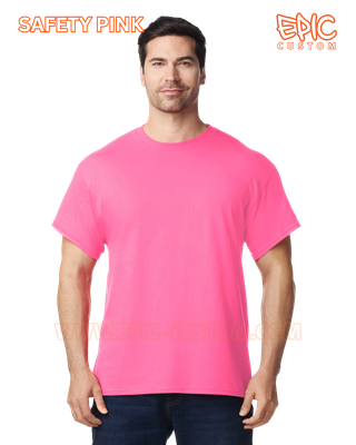 Custom printed premium cotton t-shirt colour safety pink