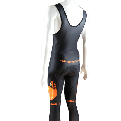 Custom branded Roubaix thermal bib tights rear view with warm breathable fabric and supportive cycling fit.
