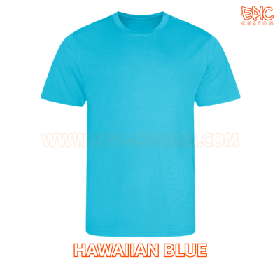 Custom printed sports t-shirt colour hawaiian blue