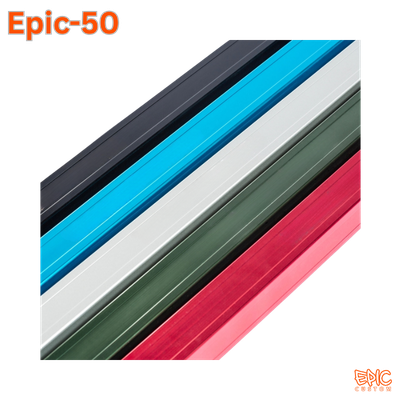 Epic 50 gazebo frame colour options showing five anodised finishes available for premium custom printed gazebos.