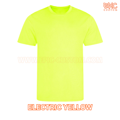 Custom printed sports t-shirt colour electric yellow