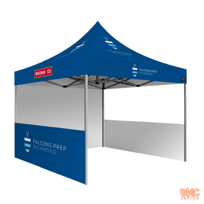 Sports Package 3x3m custom printed gazebo for Falcons Prep with silver frame, fully waterproof and BS 7837:1996 fire rated.