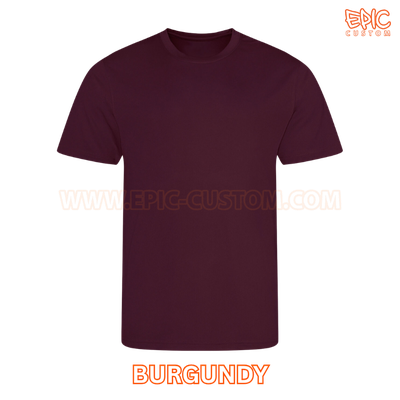 Custom printed youth sports t-shirt colour burgundy