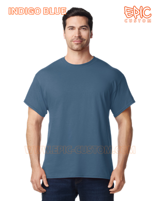 Custom printed premium cotton t-shirt colour indigo blue