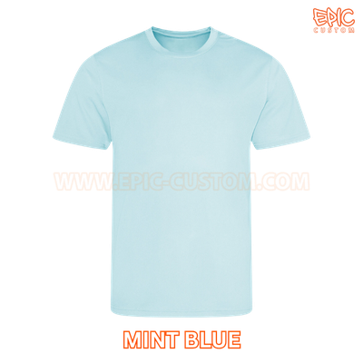 Custom printed youth sports t-shirt colour mint blue