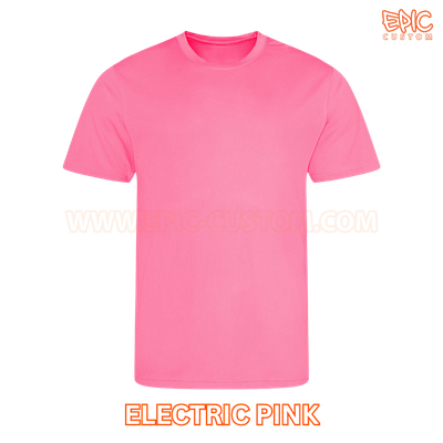 Custom printed youth sports t-shirt colour electric pink
