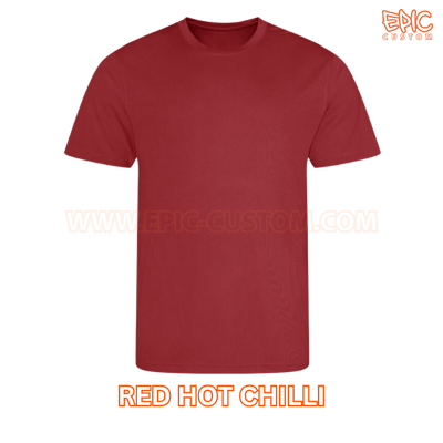 Custom printed sports t-shirt colour red hot chilli