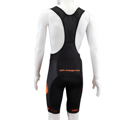 Custom printed World Tour Aero bib shorts rear view with advanced aerodynamic rear panels and supportive bib fit.