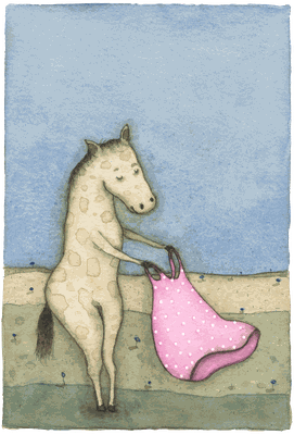 Pony & Kleid · Aquarell · 18x24cm