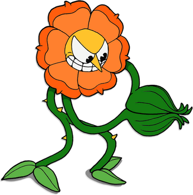 Cagney Carnation [Cuphead] - nature - environnement - smiley émoticône émoji cartoon clipart illustration - artémotic