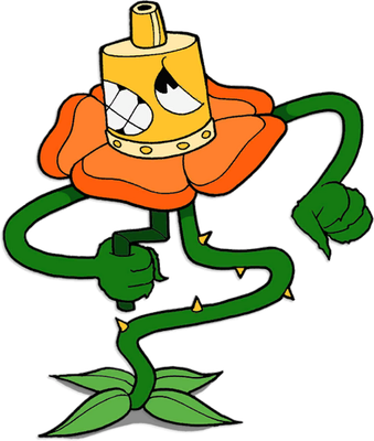 Cagney Carnation [Cuphead] - nature - environnement - smiley émoticône émoji cartoon clipart illustration - artémotic