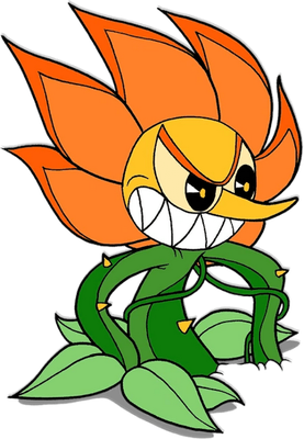 Cagney Carnation [Cuphead] - nature - environnement - smiley émoticône émoji cartoon clipart illustration - artémotic