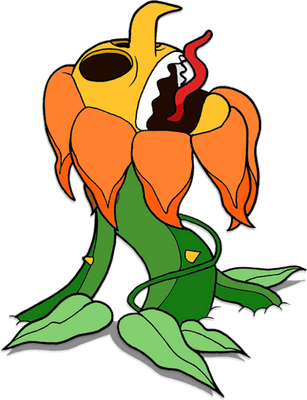 Cagney Carnation [Cuphead] - nature - environnement - smiley émoticône émoji cartoon clipart illustration - artémotic