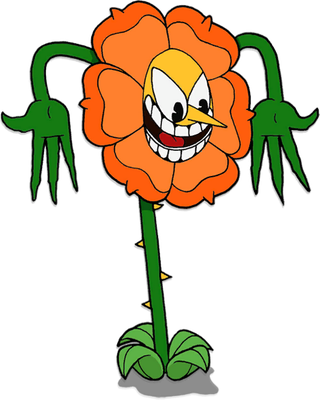 Cagney Carnation [Cuphead] - nature - environnement - smiley émoticône émoji cartoon clipart illustration - artémotic