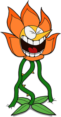 Cagney Carnation [Cuphead] - nature - environnement - smiley émoticône émoji cartoon clipart illustration - artémotic