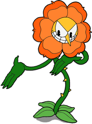 Cagney Carnation [Cuphead] - nature - environnement - smiley émoticône émoji cartoon clipart illustration - artémotic