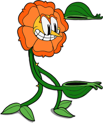 Cagney Carnation [Cuphead] - nature - environnement - smiley émoticône émoji cartoon clipart illustration - artémotic