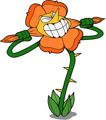 Cagney Carnation [Cuphead] - nature - environnement - smiley émoticône émoji cartoon clipart illustration - artémotic