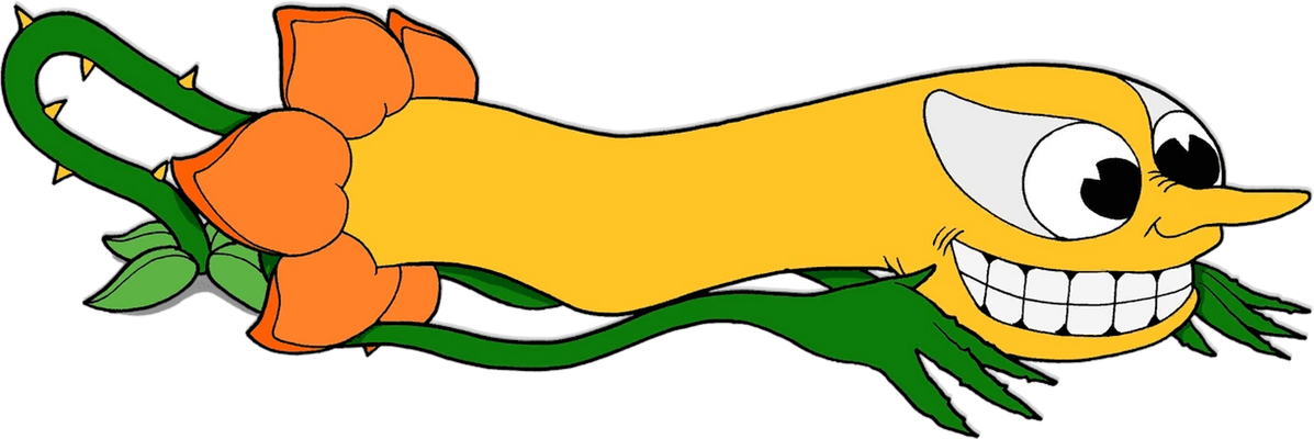 Cagney Carnation [Cuphead] - nature - environnement - smiley émoticône émoji cartoon clipart illustration - artémotic
