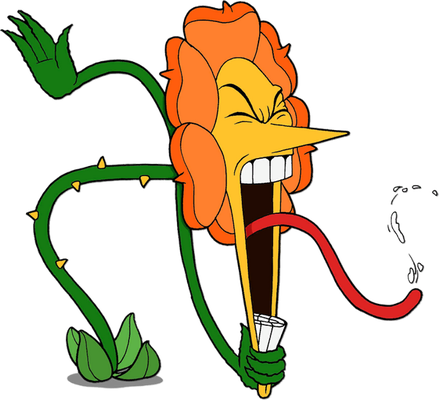 Cagney Carnation [Cuphead] - nature - environnement - smiley émoticône émoji cartoon clipart illustration - artémotic