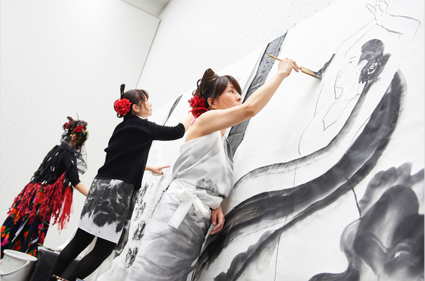 2018年10月 東京都美術館墨絵ライブパフォーマンス