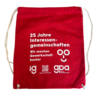 Rote Gymbag mit Logos