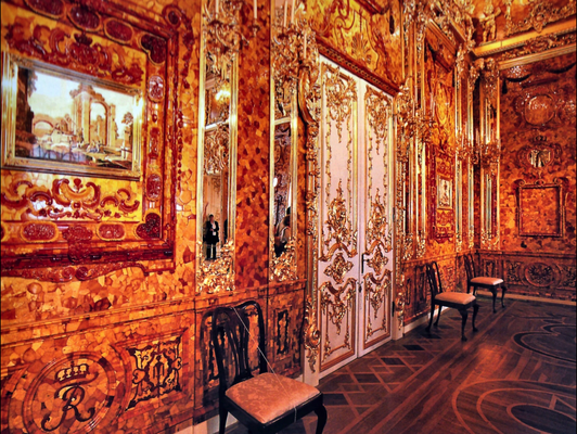 2018 | St. Petersburg | Eremitage | Bernsteinzimmer | Erst 1743 unter der Regentschaft von Zarin Elisabeth dauerhaft im Winterpalais aufgebaut.