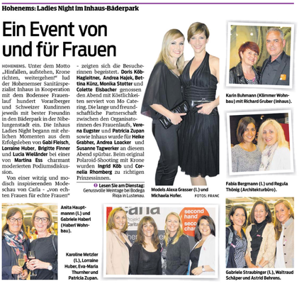 Inhaus LADIES NIGHT I Vorarlberger Nachrichten (Mai 2016)