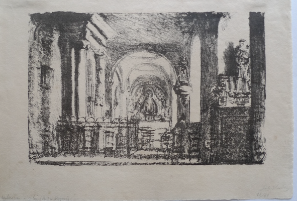 Intérieur d'église (Pont-en-Royans),  1909, 16 x25 cm