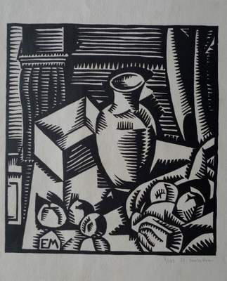 Morillon, nature morte à la cruche, bois, 133 ex.