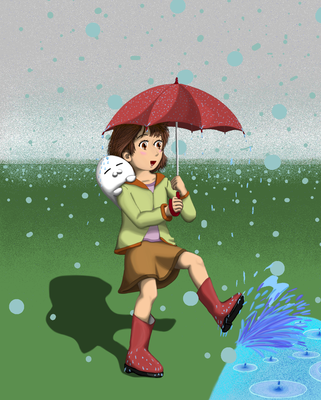 雨の日のお散歩イラスト