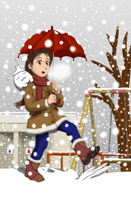 雪降る公園イラスト
