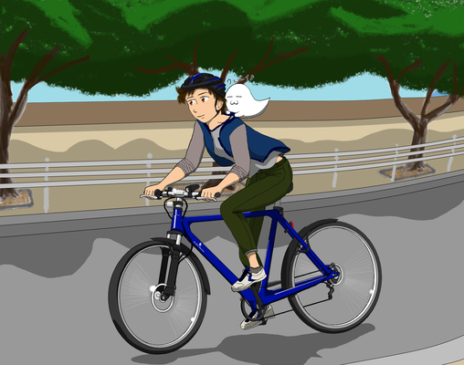 自転車に乗る青年イラスト