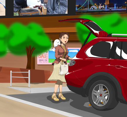 お買い物帰りイラスト