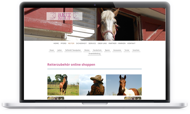 Für "Reitkult", einem Onlineshop für Pferdeliebhaber haben wir gerne die bestehende Webseite redesigned und den Onlineshop neu gestaltet.