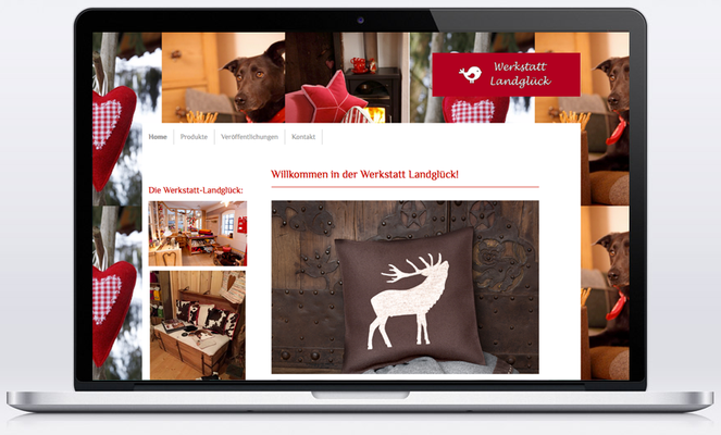 Die Werkstatt Landglück hat sich über eine mit Jimdo gestaltete Webseite gefreut um ihre schönen Produkte online zu präsentieren.