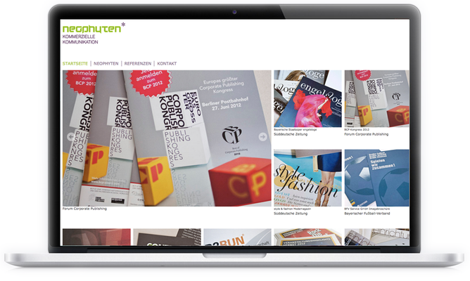 2012 bekam die Webseite der Werbeagentur "Neophyten" von uns ein neues responsive Design.  Erstellt mit Jimdo.