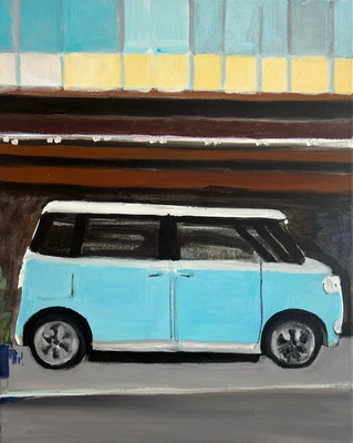 Haiku Auto, Acryl auf Leinwand, 40x50 cm, 2025, verkauft