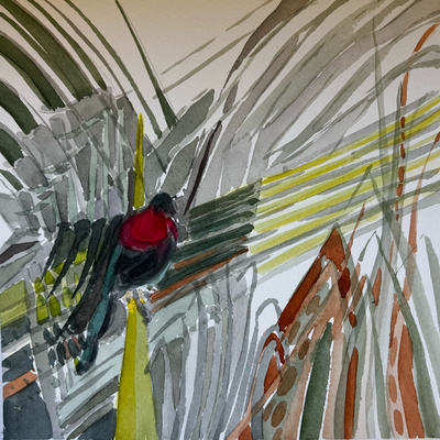 Frühmorgens in Goa, Aquarell auf Papier, 2023