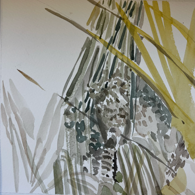 Frühmorgens in Goa, Aquarell auf Papier, 2023