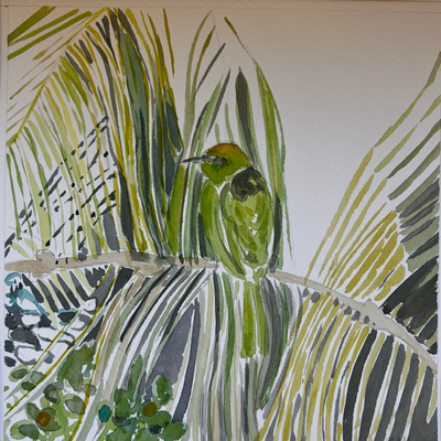 Frühmorgens in Goa, Aquarell auf Papier, 2023