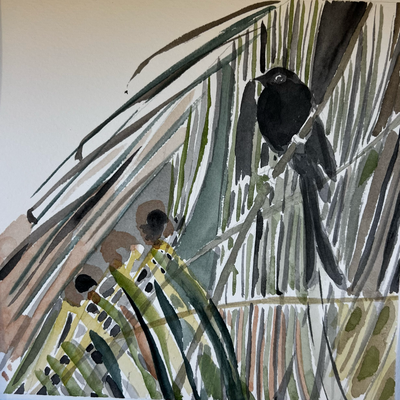 Frühmorgens in Goa, Aquarell auf Papier, 2023