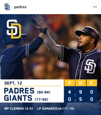 Die Padres haben heute in San Francisco gegen die Giants gewonnen.