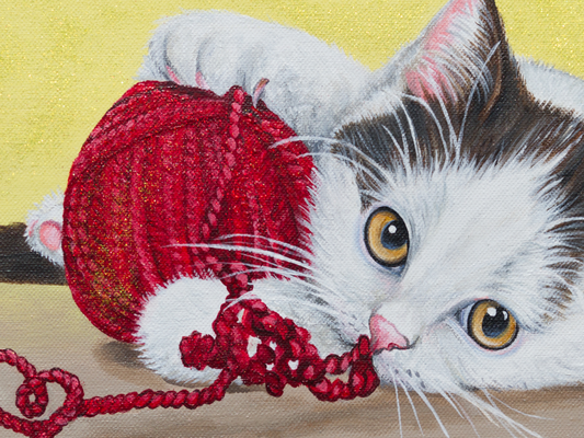 Details Katze Gemälde Acryl Wolle