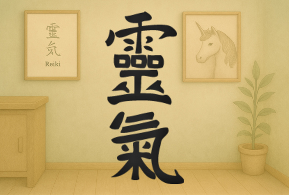 Reiki-symbool in een serene en natuurlijke setting